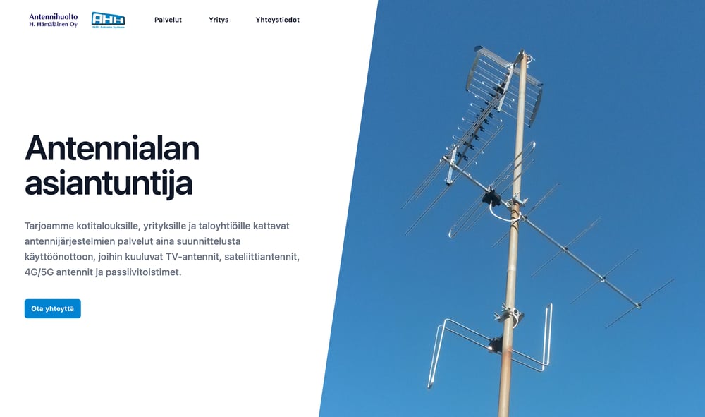 Kuvakaappaus Antennihuolto H. Hämäläisen verkkosivuilta