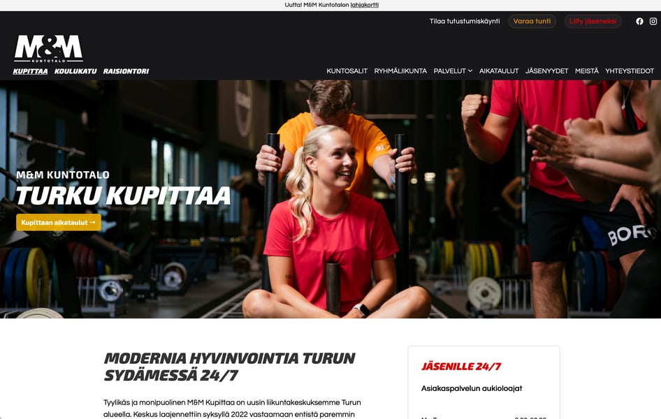 Kuvakaappaus M&M Kuntotalon verkkosivuilta